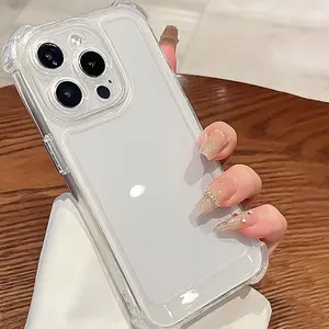 Clear Phone Case with Bling Rhinestone Decor, Anti-drop Cellphone Protective Case, Total Protective Shockproof Mobile Phone Cover for iPhone, Casing