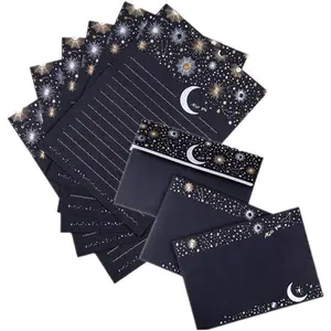 Stationary Paper with Envelopes Pack of 27,Flashing Series stationery Design Writing Stationery Paper with 9 pcs Envelopes,Stationery Set Letter Writing Paper 8.5 x 6 Inch (Black)