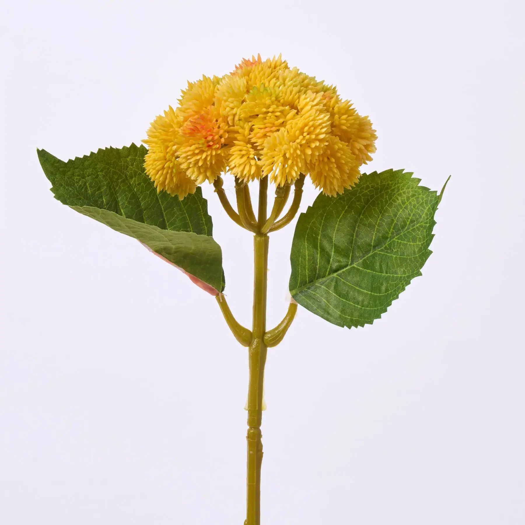 15" Yellow Sedum Ball & Leaf Faux Foliage Spray, Artificial Plants Decor, Bendable Faux Plant Artificial Flowers for Arrangements, Wedding