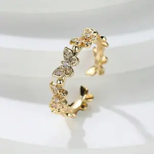 Butterfly Open Ring with Intricate Gemstone Accents and Elegant Design for Everyday Wear Stackable Ring