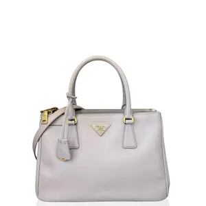 Pre-owned PRADA Leather tote bags Medium Galleria Double Zip Tote Saffiano Calfskin Light Purple (ym012826k1)