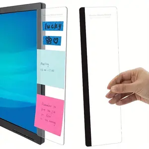 2pcs/set (left&right) computer monitor memo board, with clip, adhesive free, can hold mobile phones, home&office desktop messages, office decorations - improve work efficiency