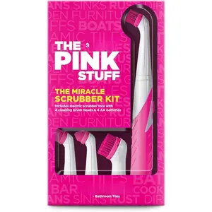 The Pink Stuff Stardrops The Miracle Scrubber Kit with 4 Cleaning Brush Heads for Kitchens Bathrooms and More Non Abrasive Multi Surface Use