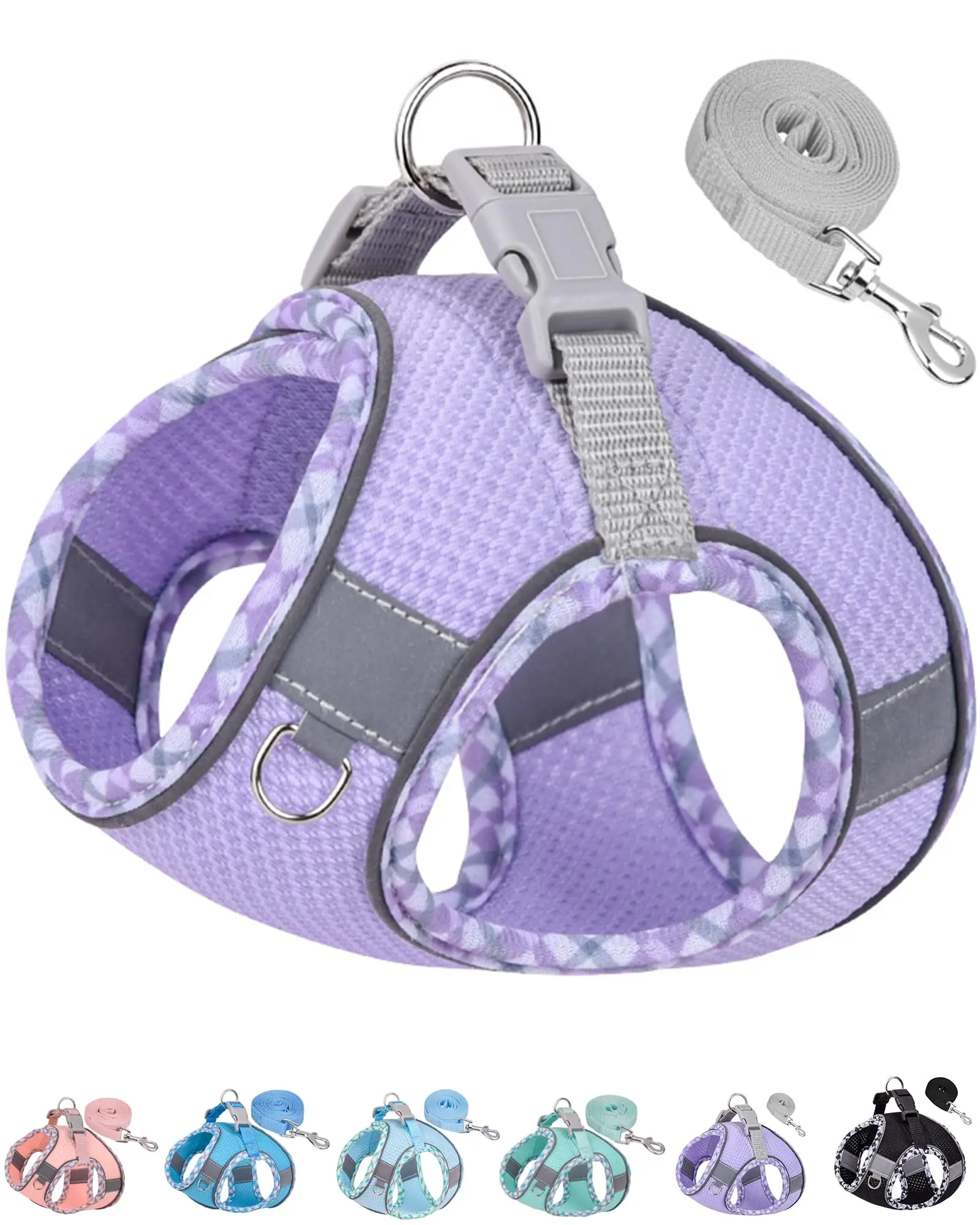 No Pull Dog Harness and Leash Set for Small Pets - Adjustable, Soft Breathable Vest with Reflective Strips for Easy Walking