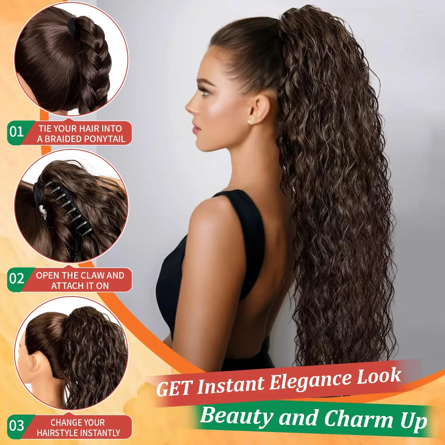 Claw Clip Ponytail Extension 28 Inches Long Synthetic Curly  display picture 1