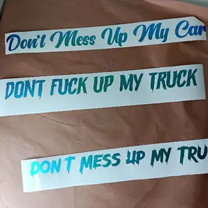 DONT FCK UP MY TRUCK/ CAR - 2 Pins with Clear Backings, White with Blue Text, Ideal for Motorcycle Enthusiasts