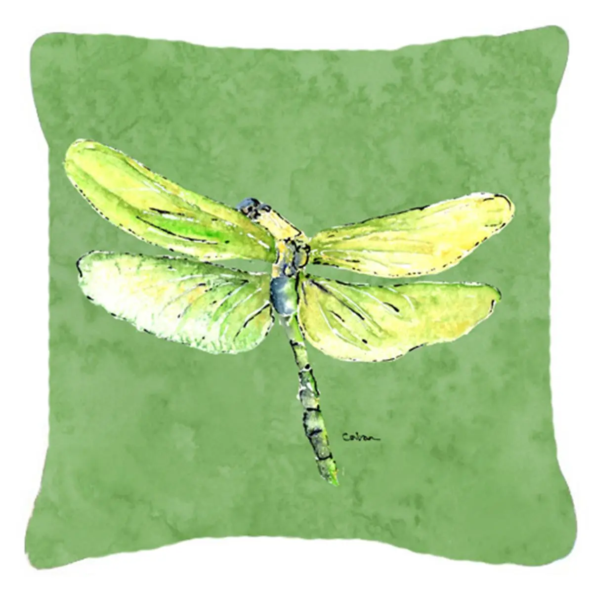 212 MAIN 18x18 in. Dragonfly Nature Motif Decorative Pillow - Polyester Fabric, Avocado Design, Fade-Resistant, Indoor/Outdoor Use