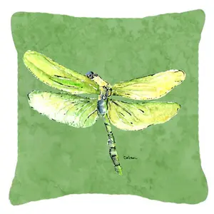 212 MAIN 18x18 in. Dragonfly Nature Motif Decorative Pillow, Polyester Fabric, Avocado Design, Fade-Resistant, Indoor/Outdoor Use