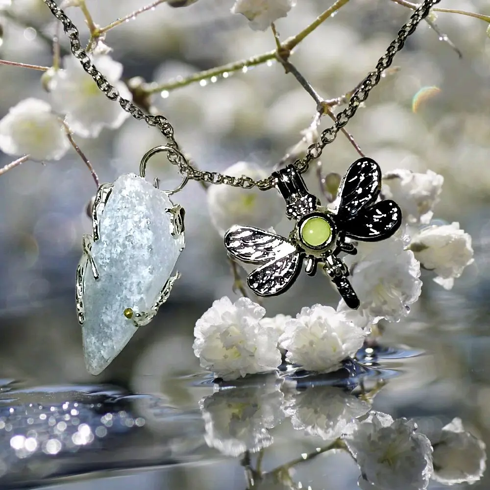 Celestite Crystal Pendant Necklace, Heaven Stone Jewelry