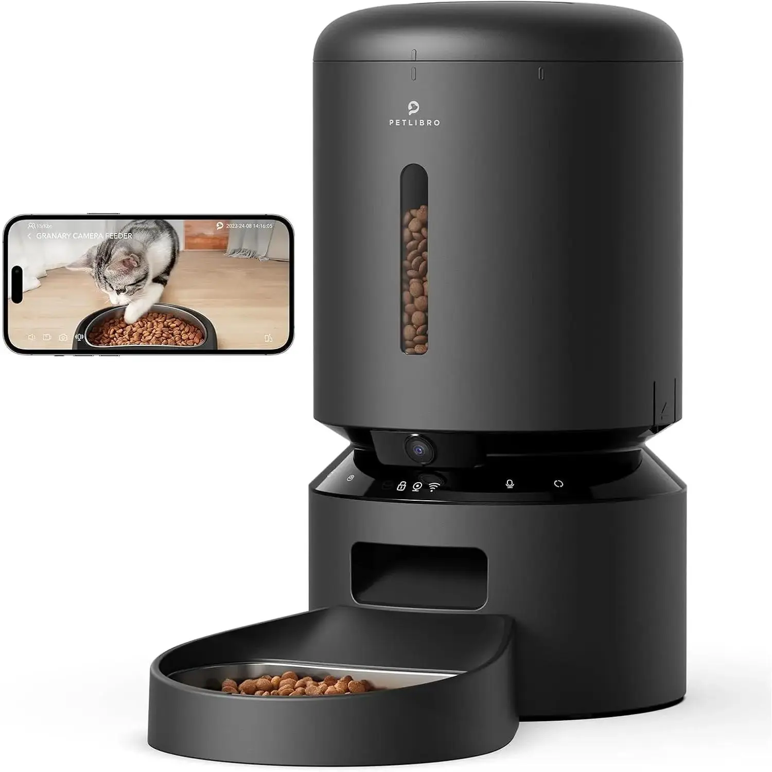 Automatic Cat Feeder with 1080P HD Camera, WiFi, Night Vision, 2-Way Audio, Smart Feeding App & Motion Detection