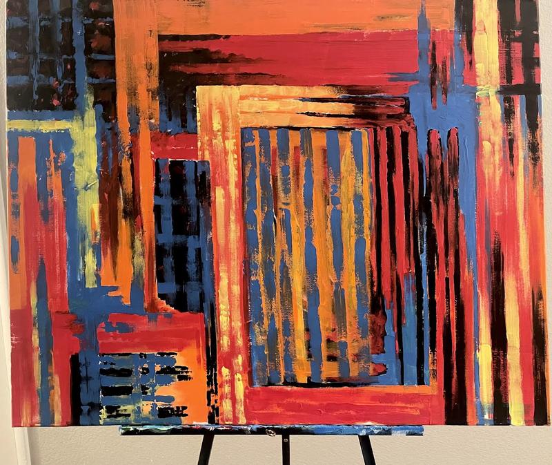 untitled acrylic painting painted on canvas