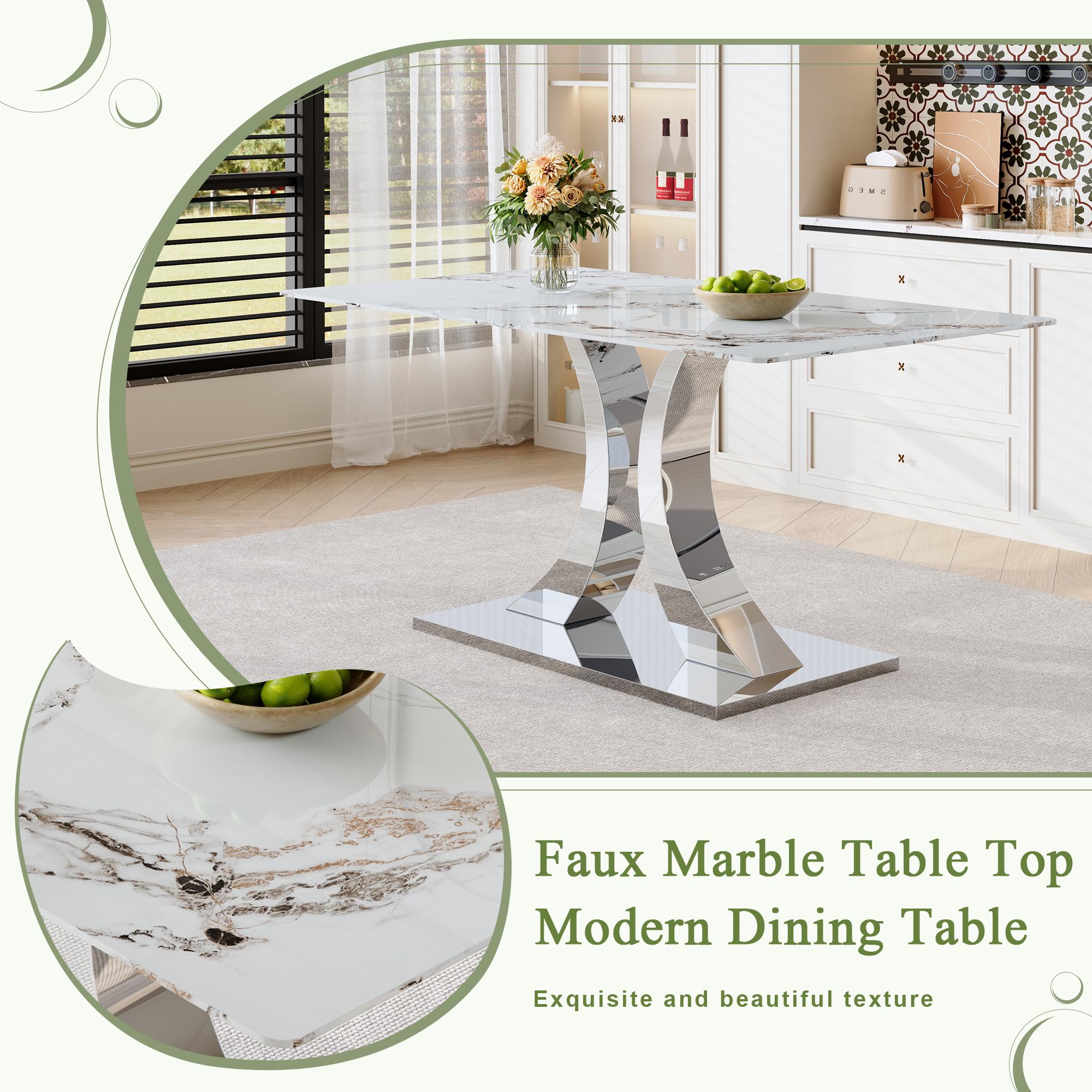 Dining Table Set for 6,Kitchen Table Chairs Set of 6,Rectangular Dining Table,Modern Dining Room Set 63" White Tempered Glass Top with Adjustable Stainless Steel Base,Velvet Dining Chairs,Sliver Stainless Steel Plating Legs,Suitable for Dining Room,Office Dining Table Set for 6,Kitchen Table Chairs Set of 6,Rectangular Dining Table,Modern Dining Room Set 63" White Tempered Glass Top with Adjustable Stainless Steel Base,Velvet Dining Chairs,Sliver Stainless Steel Plating Legs,Suitable for Dining Room,Office