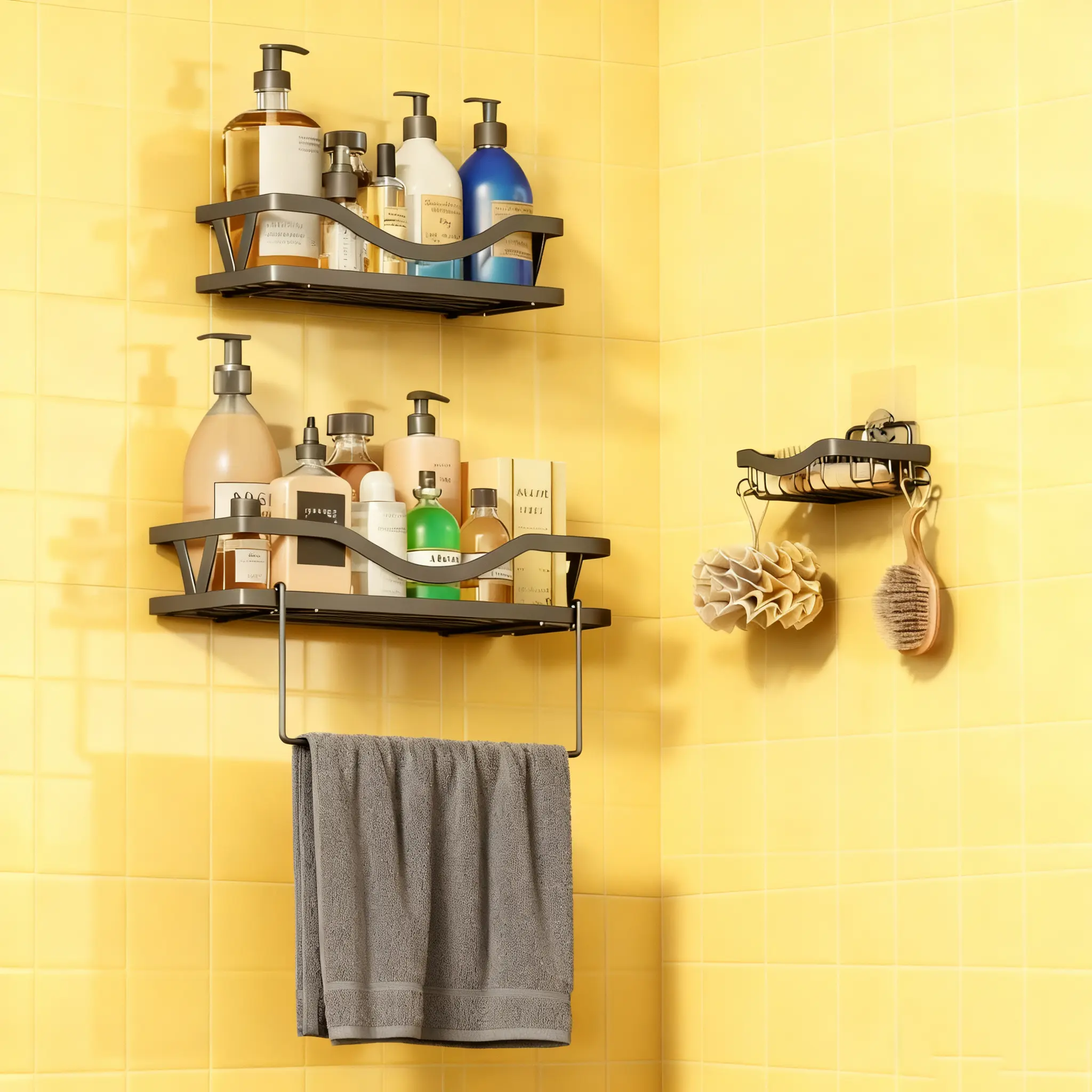 Shower Caddy，Rustproof Stainless Steel Shower Shelf for Inside Shower,Shower Organizer for Bathroom Storage&Home,No Driling Shower Shelves