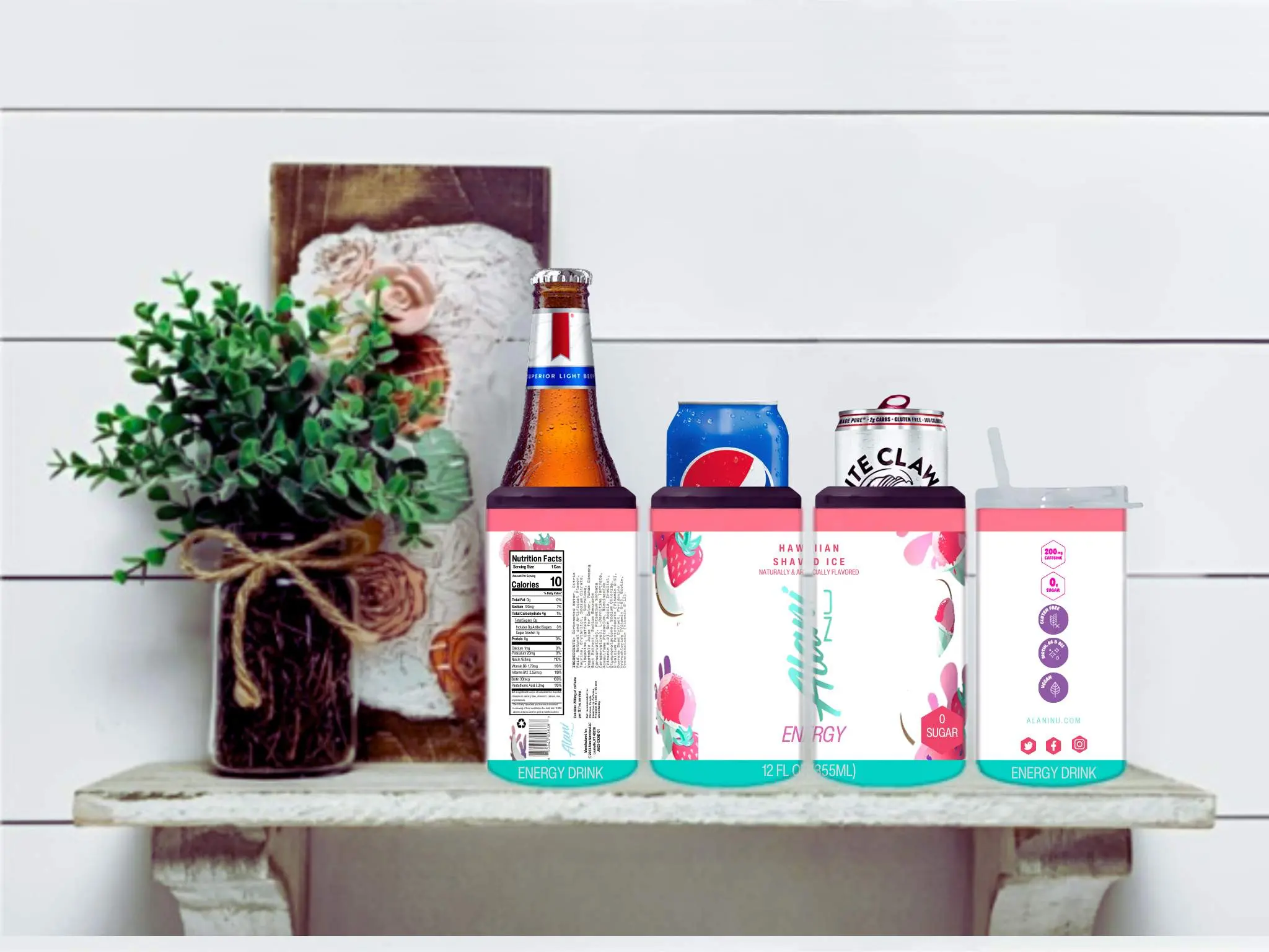 Hawaiian Shaved Ice 4 in 1 Koozie Can Cooler