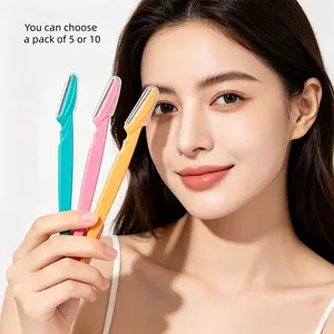 Mini Portable Straight Handle Razor Blade, Anti-Scratch Brow Trimmer for Men and Women, Safe Makeup Tool for Beginners