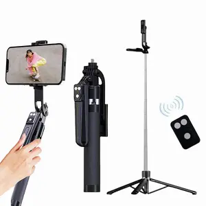 61" Phone  for iPhone/Android &  Selfie Stick 1700mm Wireless Bluetooth Extended Tripod with Remote , Optional Light Portable