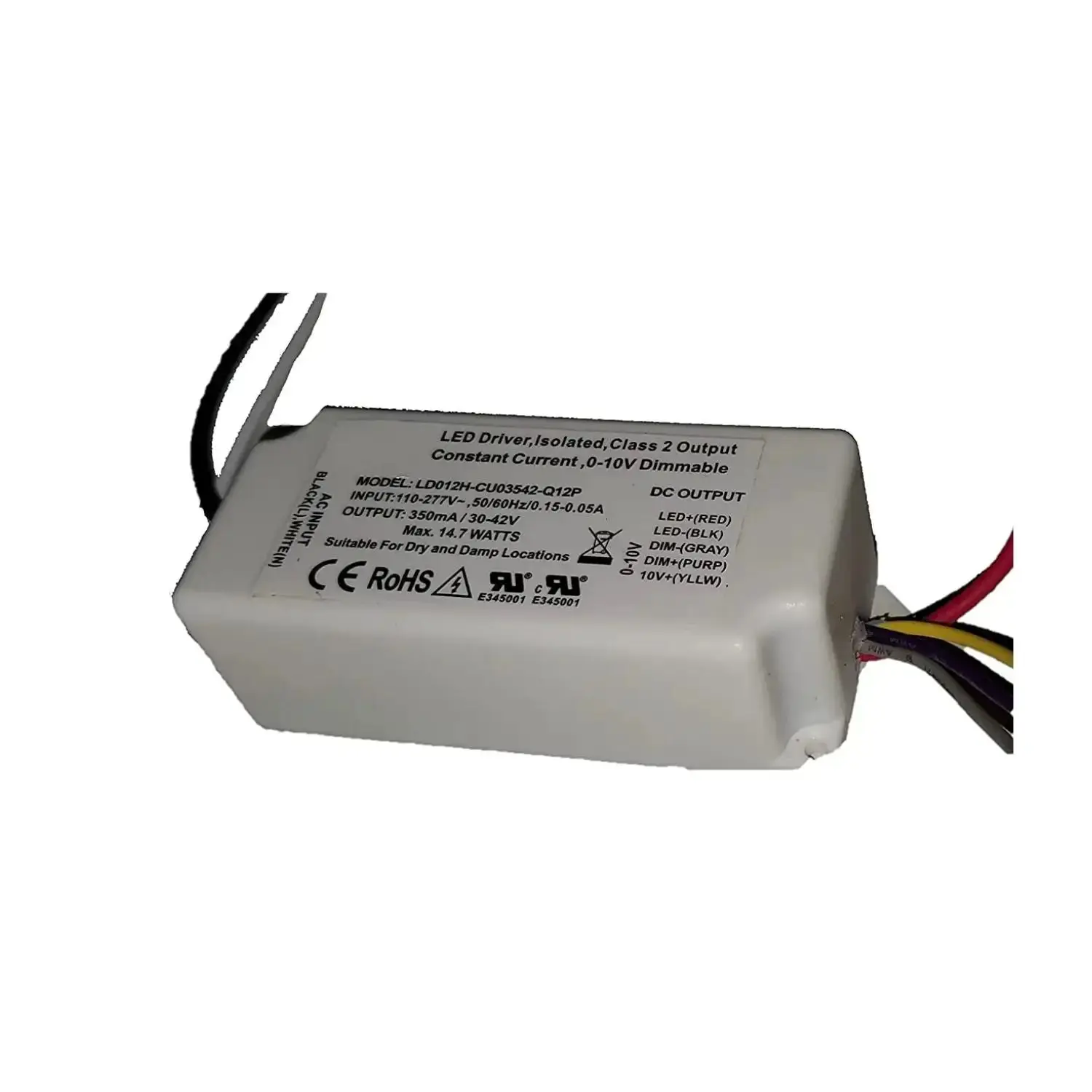 110-277V AC - 30V to 42V DC | 14.7W Constant Current LED Driver with 0-10V Dimming
