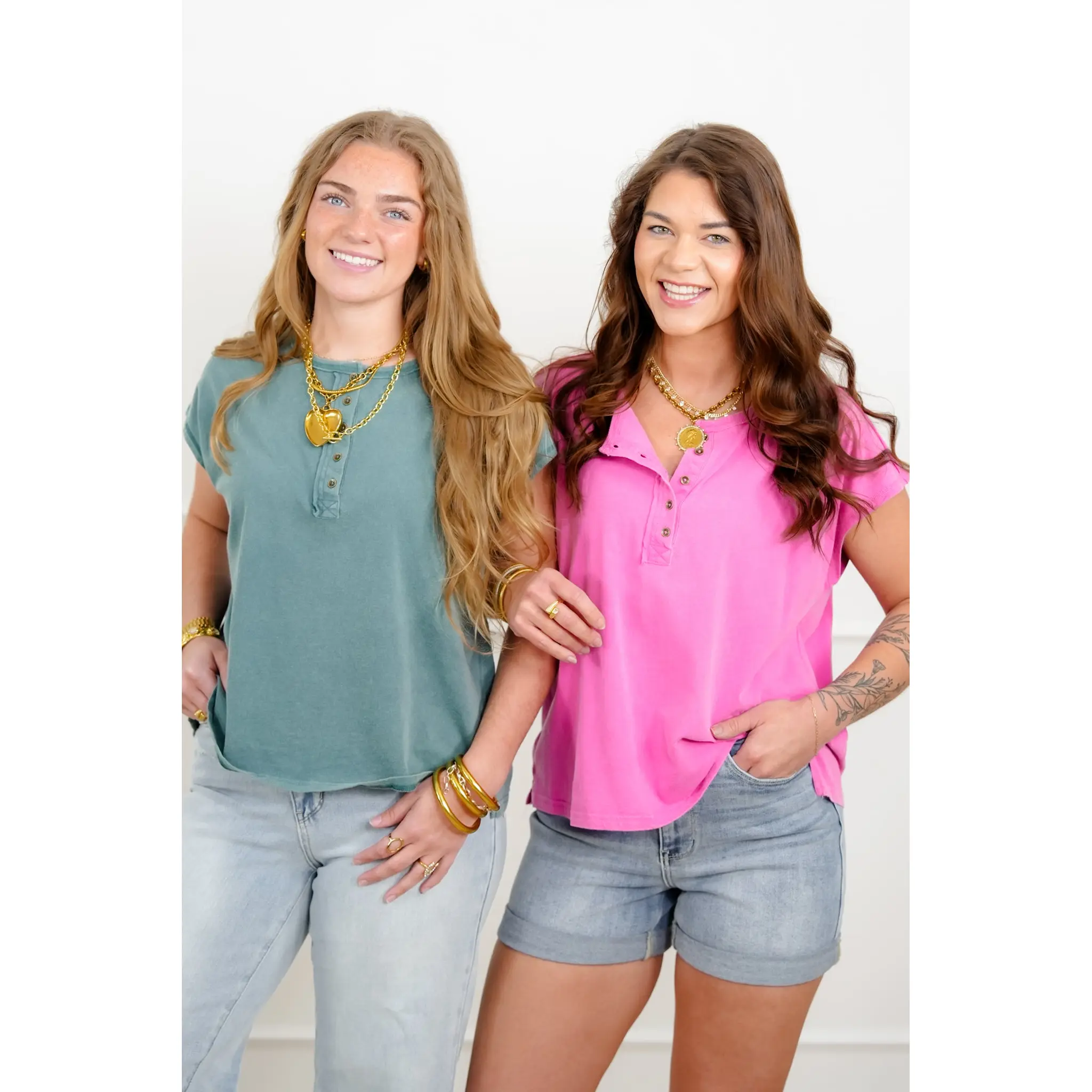 Door Buster! Washed Cap Sleeve Button Up Top Door Buster! Washed Cap Sleeve Button Up Top
