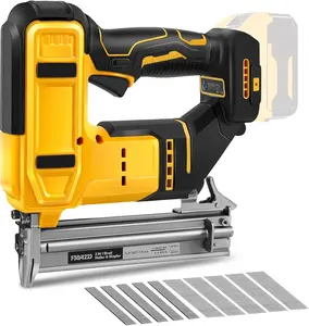 QUEP 2-in-1 Cordless Dual Mode 18 Gauge Brad Nailer-Narrow Crown Stapler (Tool Only, No Battery), Compatible with Dewalt 20V MAX Battery, Includes 1000 Brads & 1000 Staples for Wood Carpentry Power Tools Hardware