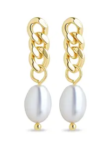 Hana Chain Drop Pearl Earrings