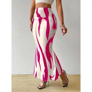 Luxurious Mermaid Hem Maxi Skirt - Luxurious Solid Ruched Detailing On Sides For A Flattering Silhouette, Elegant Draped Bodycon Design For A Sleek, Curve-Hugging Fit, Dramatic Mermaid Hem For A Show-Stopping Look -Womens Clothing