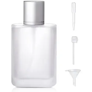 100ml/3.4 Oz Empty Refillable Frosted Glass Perfume Atomizer Spray Bottle with 3 Kinds of Perfume Dispenser
