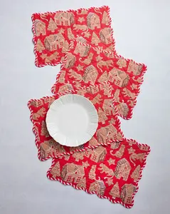 Gingerbread Party - Set of 4 Placemats - Ruby