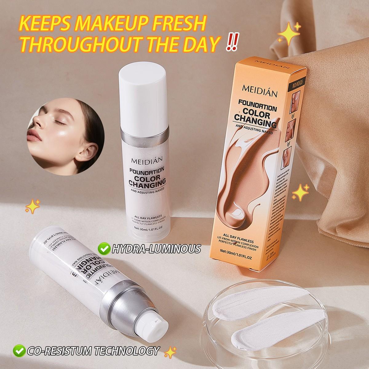 30mL high coverage temperature-changing light brown skin color foundation, color-changing bb contains glycerin, long-lasting waterproof, silky, moisturizing, non-sticky matte foundation full coverage, not easy to makeup, uni