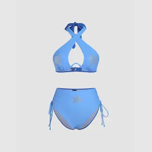 Cider Graphic Underwire Halter Bikini Swimsuit