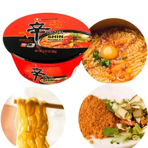 Nongshim Shin Ramen Bowl 86g - Spicy Red Pepper & Clear Beef Broth Soup with Dried Green Onion Shiitake Mushroom & Carrot - Korean Style Noodle Food  Instant Pansit