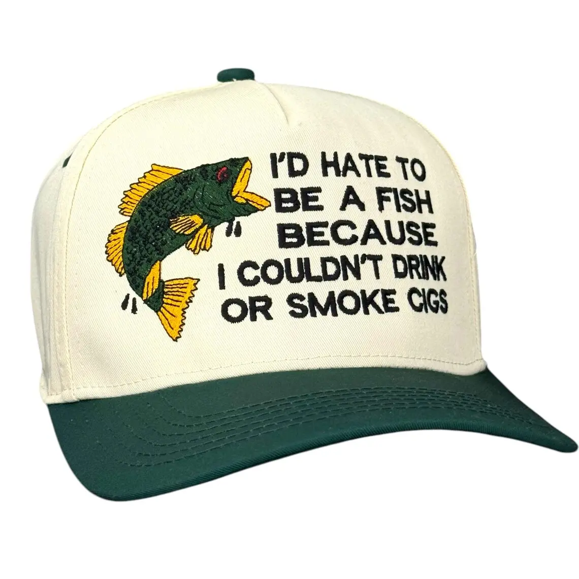 Funny Fishing Trucker Hat Embroidered Fish Quote Snapback Mesh Cap Adjustable Outdoor Angler Gift Flat Bill Unisex Hat
