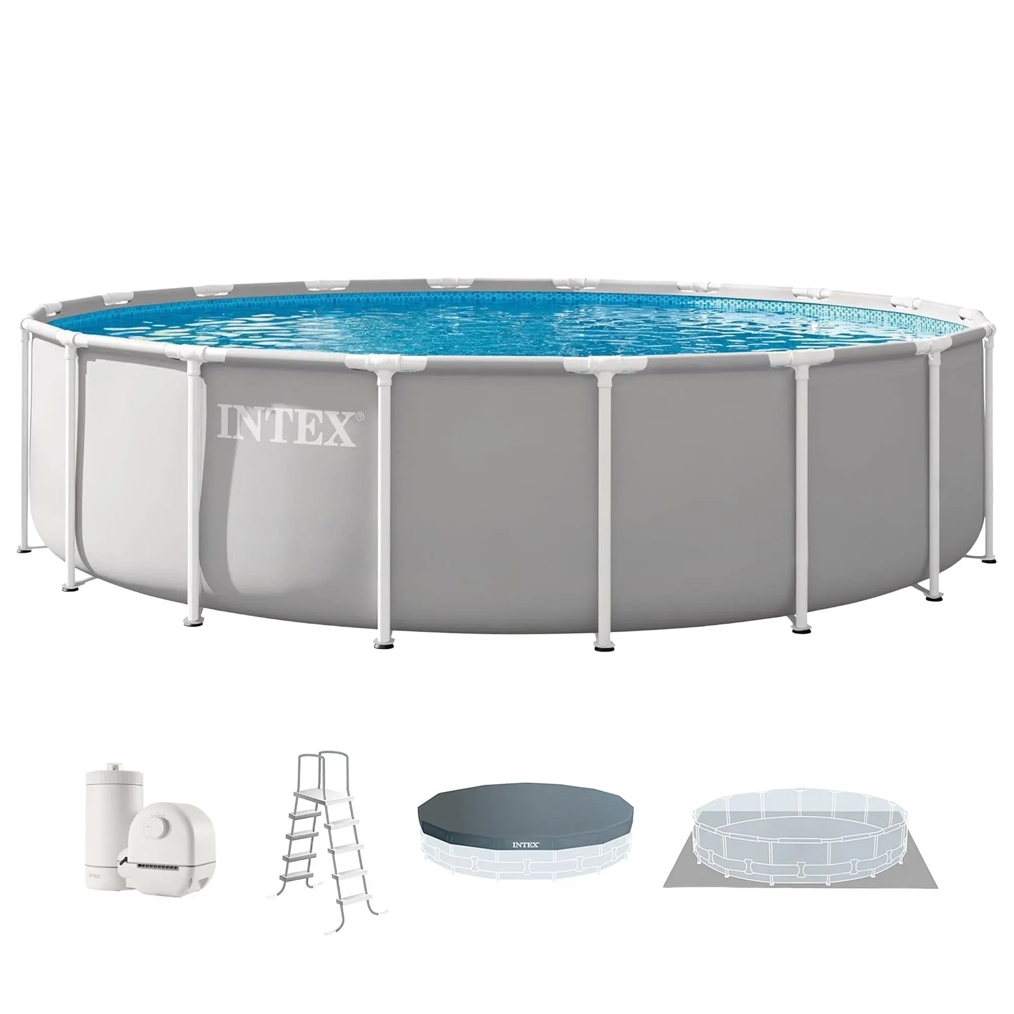 INTEX Prism Frame 18ft x 48in Premium Above Ground Pool Set with Filter Pump