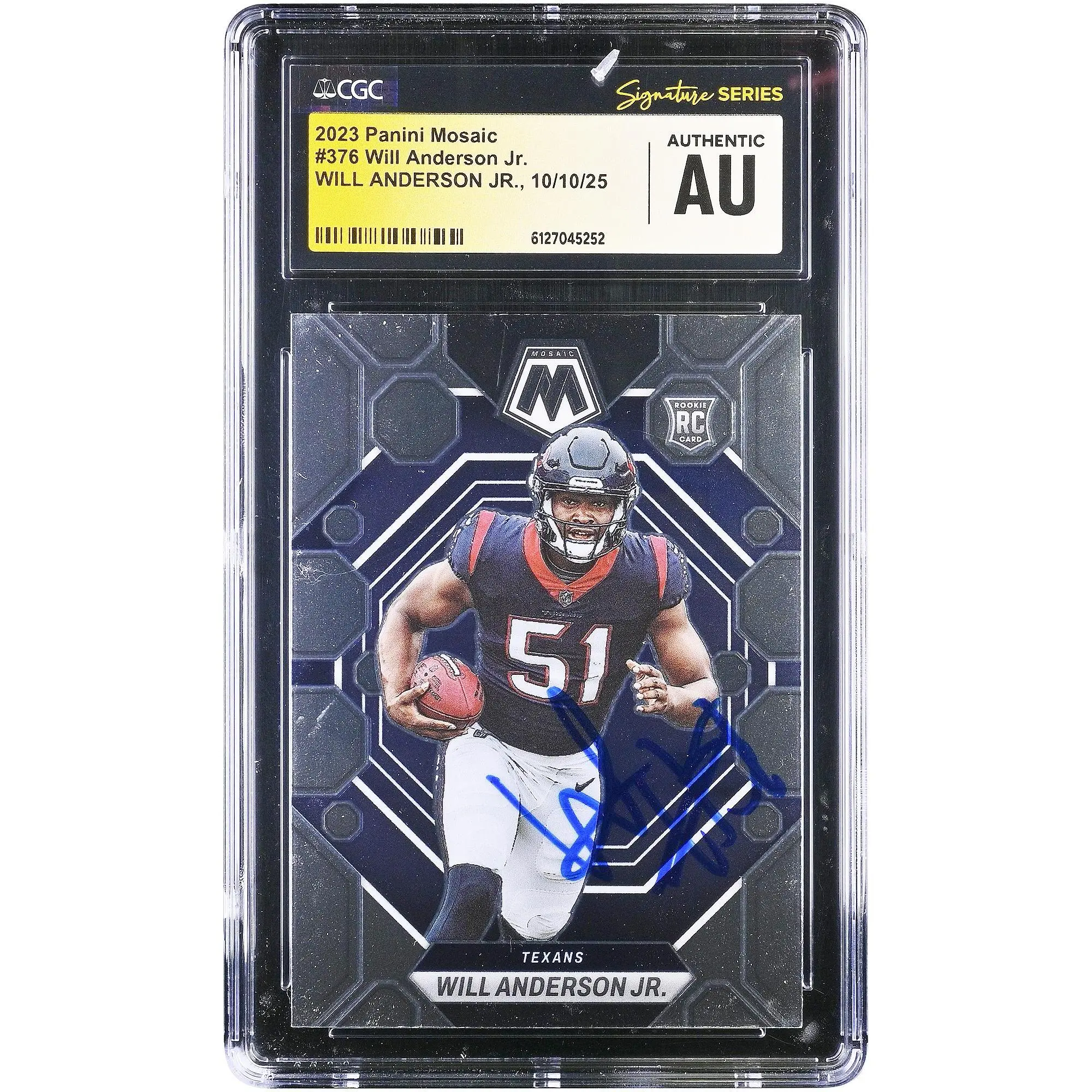 Will Anderson Jr. Houston Texans Autographed 2023 Panini Mosaic #376 CGC Fanatics Witnessed Authenticated Rookie Card - Fanatics Authentic Certified