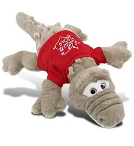 DOLLIBU 17" Large Grey Alligator Stuffed Toy - Super-Soft Polyester Fabric, Red "I Love You" Shirt, Romantic Bedroom Accessory