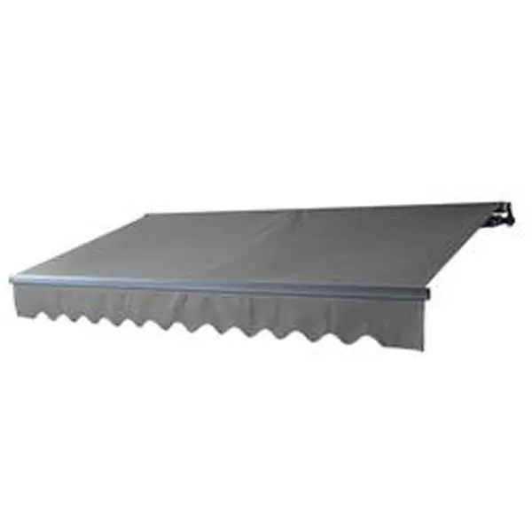 Aleko ABM12X10GY80-UNB Rectangular Polyester Wall-Mount Motorized Black Frame Retractable Home Patio Canopy Awning, 12 x 10 ft, Grey