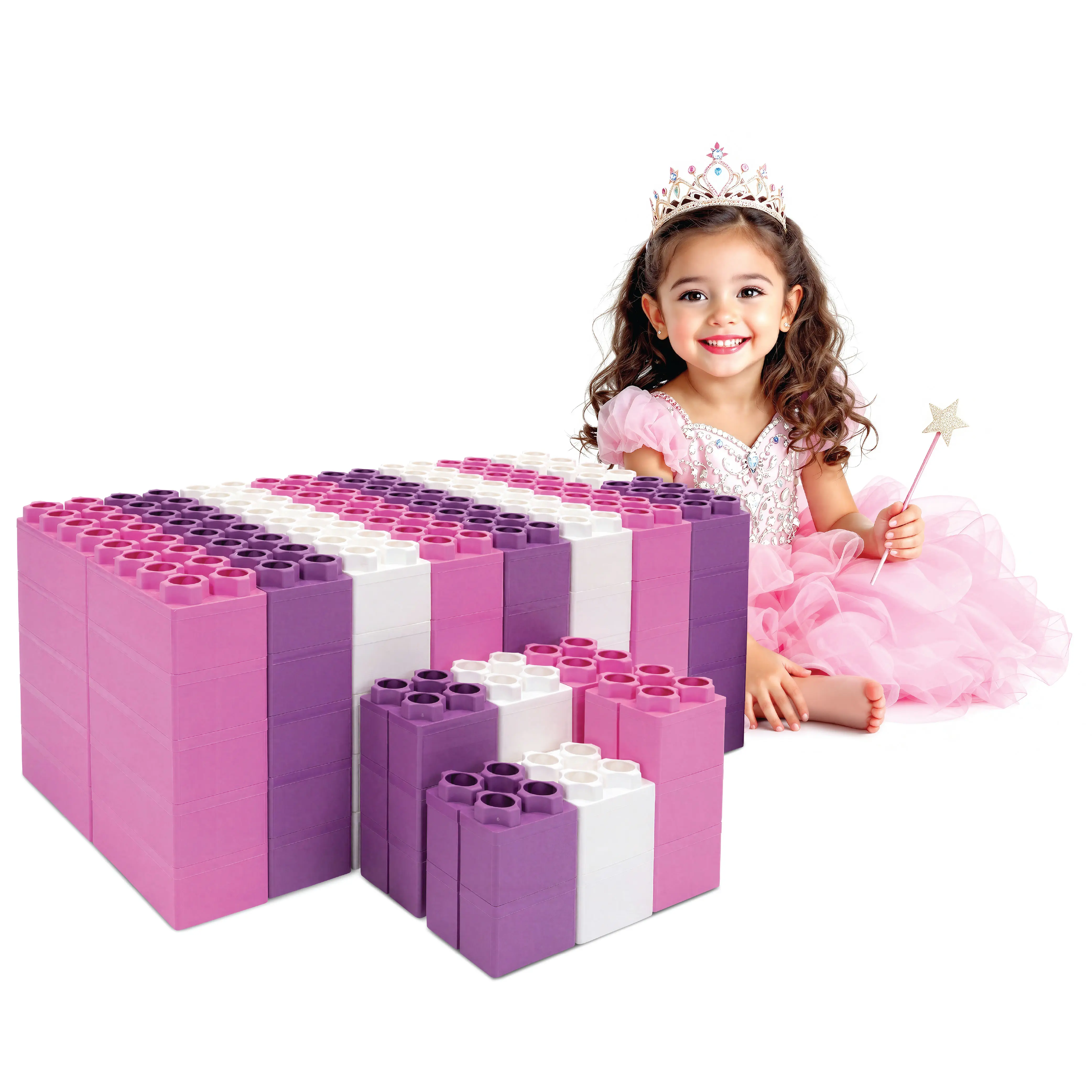 96 PC STEM Jumbo Building Blocks for Kids Princess Figures Set: Biggo Blocks Giant Building Blocks Ages 4-8 for Indoor & Outdoor Play and Creative Learning Toys with Figures