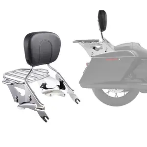 fathersdaygift Motorcycle Backrest Sissy Bar with Luggage Rack, Compatible with Harley-Davidson Touring Models, Street Glide, Road Glide, and Road King, Detachable Passenger Backrest for Motorcycles