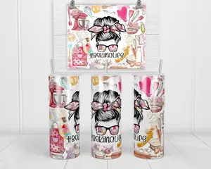 Baking Life 20oz Skinny Tumbler | with Lid and Straw | Holographic Gift Box | Stocking Stuffer | Secret Santa Gift | White Elephant Exchange Bottle Drinkware Bottle Drinkware