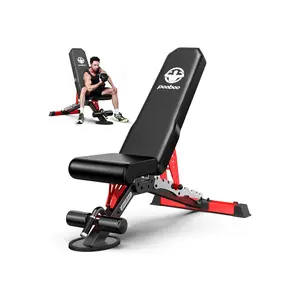 Pooboo Weight Bench, Adjustable Workout Bench for Home, 1500LBS Weight Capacity Heavy Duty Strength Training Bench, Flat/Incline/Decline Positions for Full Body Workout