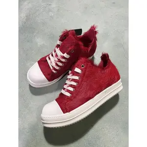 Retro shoes Outdoor Red  Hair Low Top Quality Owens Men Shoe Lace Up Women Sneaker Fashion Casual  Designer boots & Shoes