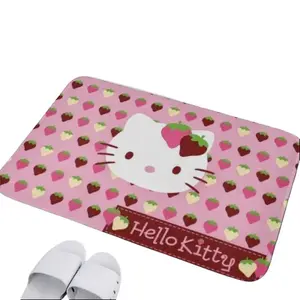 Sanrio Hello Kitty Flannel Rug with Adorable Strawberry Pattern for Kids' Rooms and Play Areas Cozy and Playful Surface for Children
