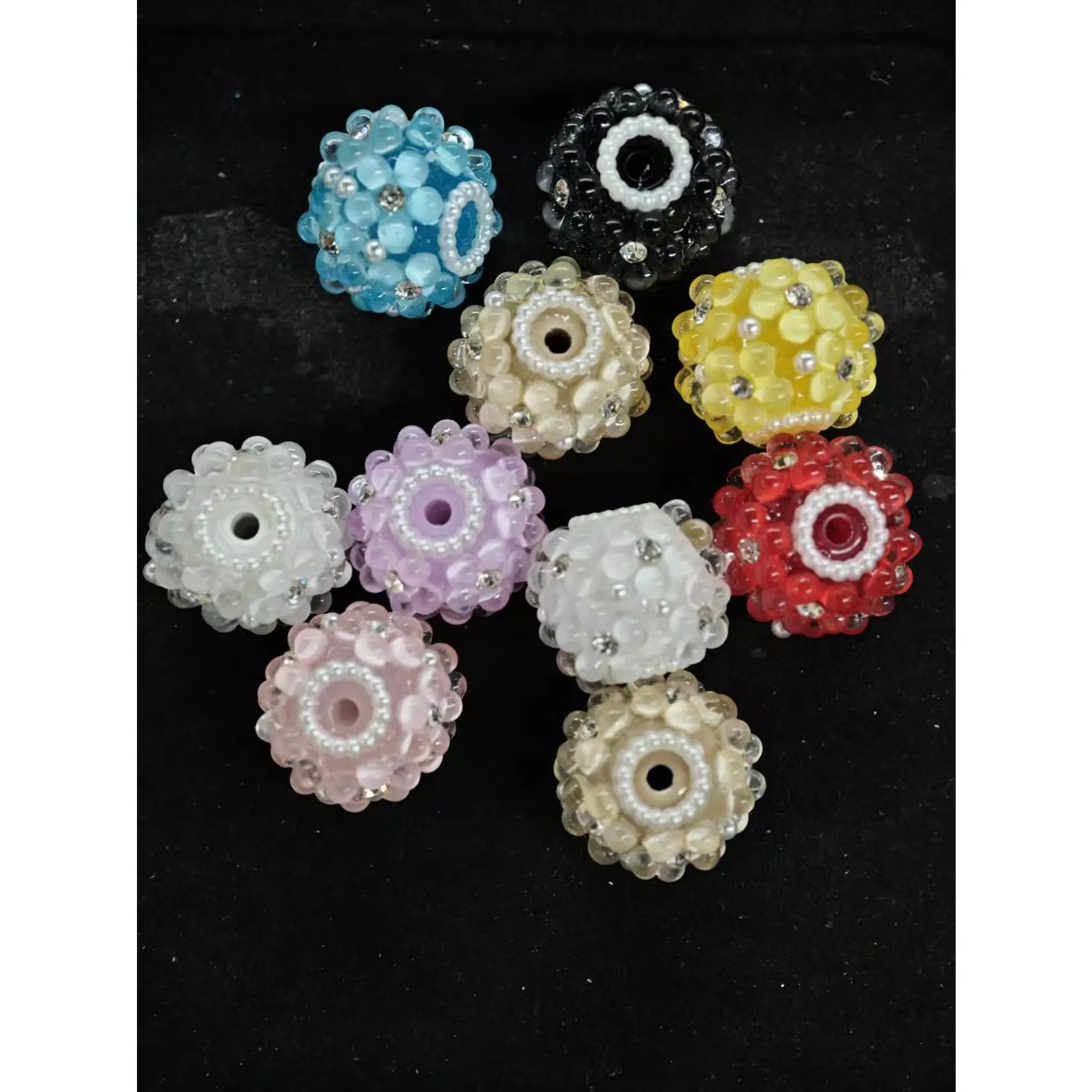 487 10PCS Candy Bubble Rhinestone Spacer Beads | Cute Glossy Rondelle Beads for DIY Pens & Jewelry
