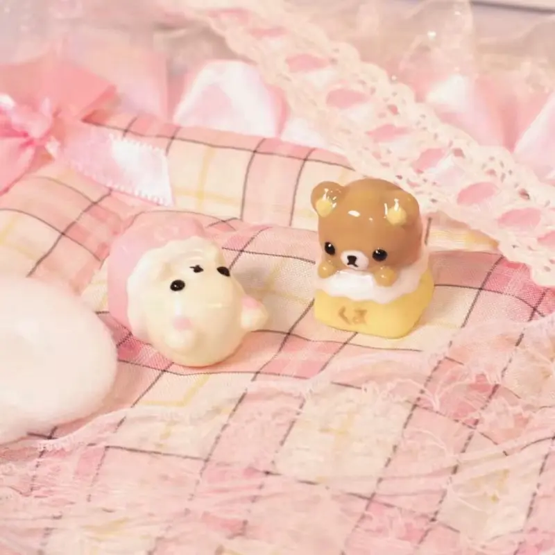 Kawaii Bear Cute Kuma Korilla Keycap Handmade Adorable Relax Bear Artisan Keycap for Magnetic Switch Mechanical Keyboards Ultimate Desk Setup Essential