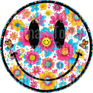 Smiley Face Floral - Direct to Film Transfer - DTF Transfer - This is NOT a Physical or Digital Product
