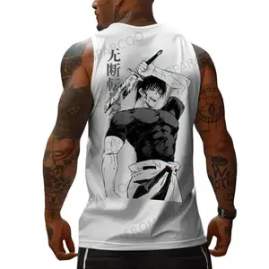 JJK Toji Fushiguro Tank Top - Medium Size Anime Inspired Gym Wear for Sorcerer Killer Fans - Soft Breathable Cotton-Poly Blend Moisture-Wicking Lightweight Design