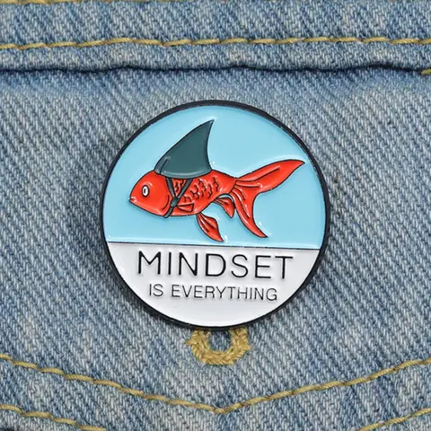 Cute Letter & Fish Design Alloy Brooch Pin, Colorblock Animal Design Brooch Pin, Fashion Clothing Accessories for Women & Men, Mindset, Lapel Pin, Jewelry