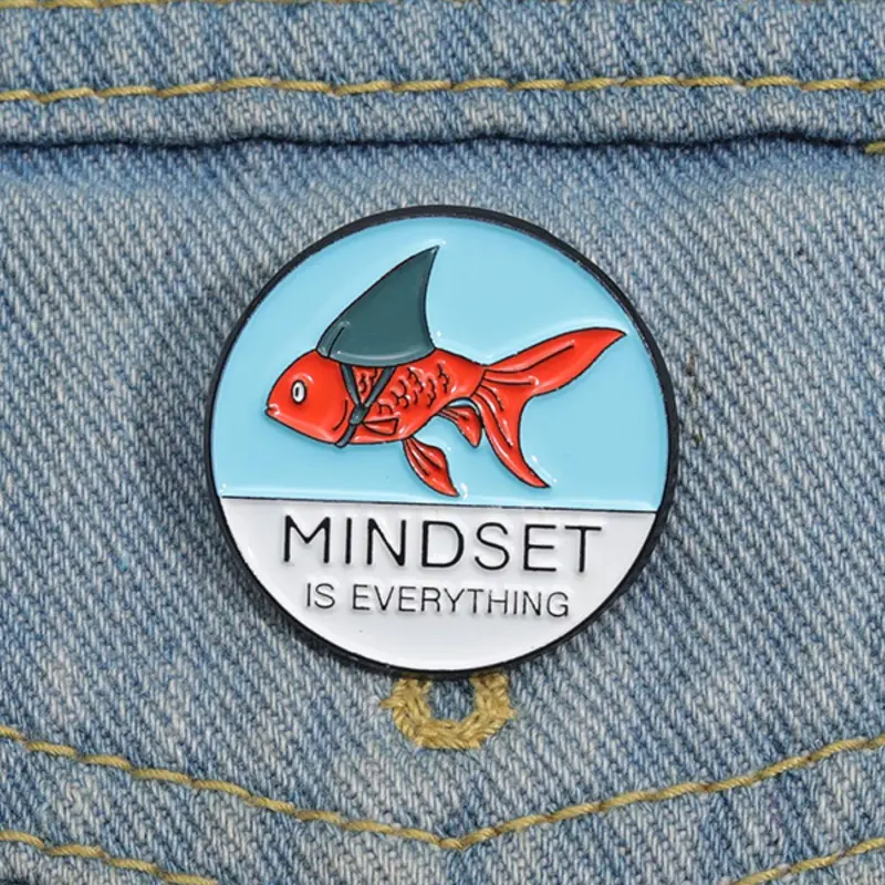 Cute Letter & Fish Design Alloy Brooch Pin, Colorblock Animal Design Brooch Pin, Fashion Clothing Accessories for Women & Men, Mindset, Lapel Pin, Jewelry
