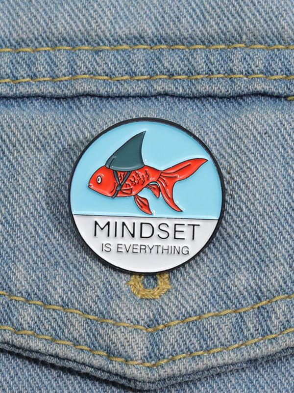 Cute Letter & Fish Design Brooch Pin, Colorblock Animal Design Brooch ...