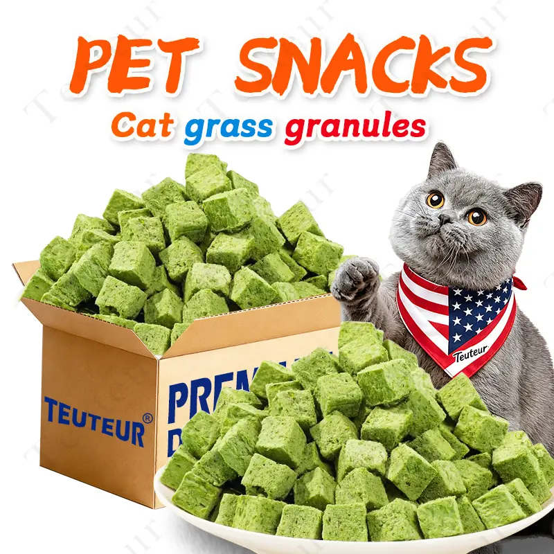 Freeze Dried Cat Grass Treats Natural Cat Snack Pellets Cat Grass Biscuits Chew Sticks Kitten Treats Indoor Cat Supplies Tasty Crunchy Snack Daily Feeding Pet Treats High Palatability