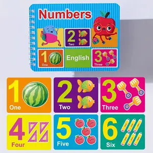Cognitive Learning Cards Bilingual Instruction Cards Language Alphabet Number Book for Toddlers Early Education Toy Card Book, Educational Kids Learning Resource